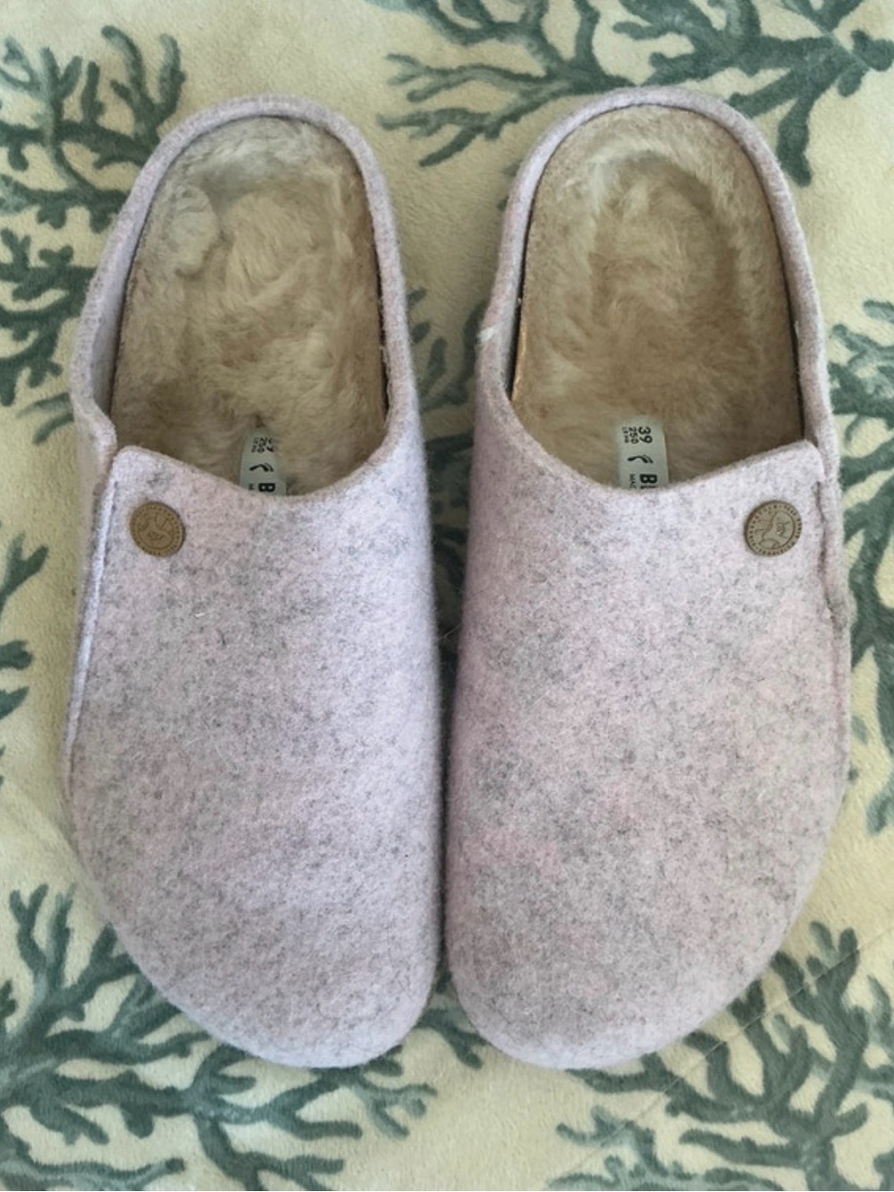 Birkenstock Women's Light Pink Wool-Lined Clog Slippers